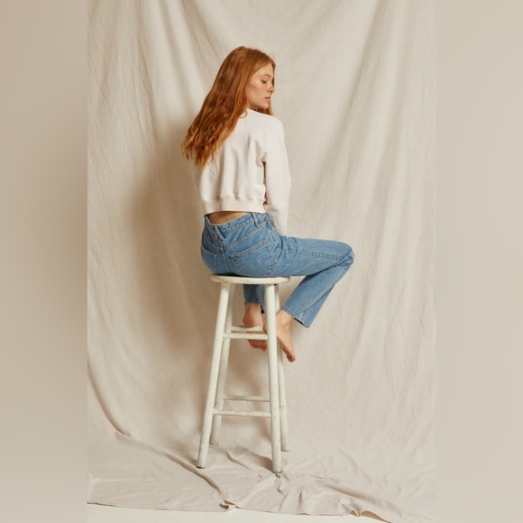 Perfectwhitetee Mandy Cropped Crewneck Sweatshirt - Sugar - Picture 2 of 5